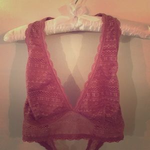 VS lace halter bralettw size L, dust rose color
